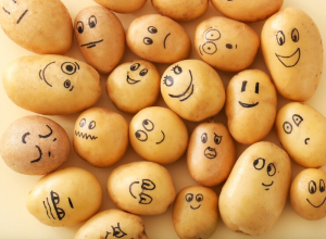 Picture of a potato with drawn on faces